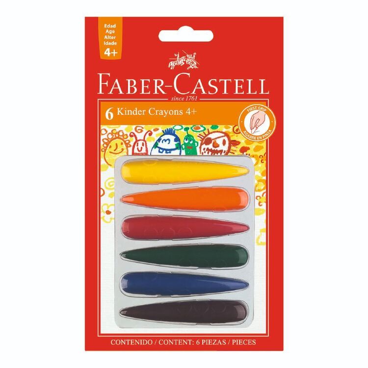 Faber Castell Early Learning 6 Pack Grip Crayons Multicoloured