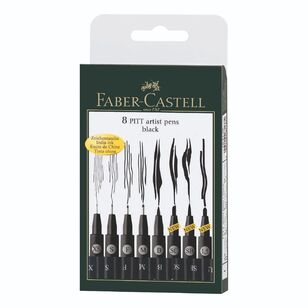 Faber Castell Pitt Artist Black 8 Pack Pens Black