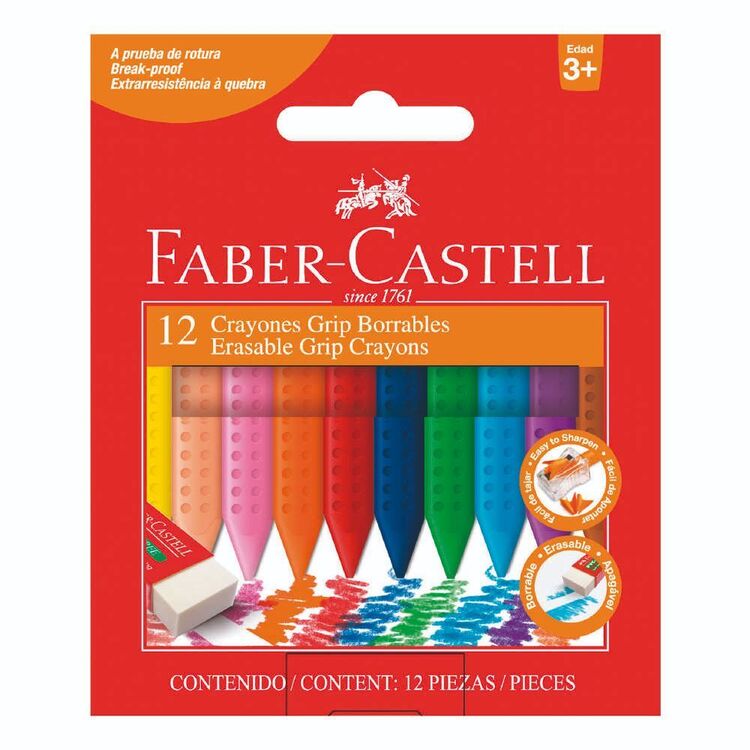Faber Castell Jumbo Grip Erasable Crayons 12 Pack Multicoloured
