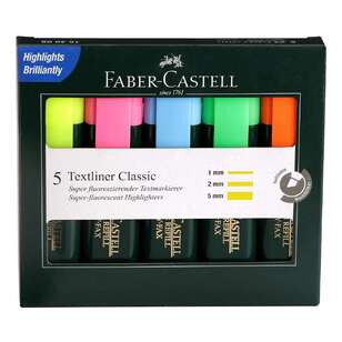 Faber Castell Textliner Classic 5 Pack Highlighters Multicoloured