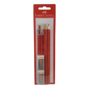Faber Castell Junior Grip 6 Pack Blacklead Pencils Multicoloured
