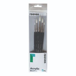 Reeves 5 Pack Acrylic Synthetic Round Brush Set Multicoloured