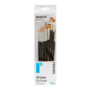 Reeves Watercolour Brush Golden Synthetic Set 8 Pack Multicoloured