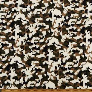 Camo Printed 145 cm Polyester Faux Fur Fabric White & Green 145 cm