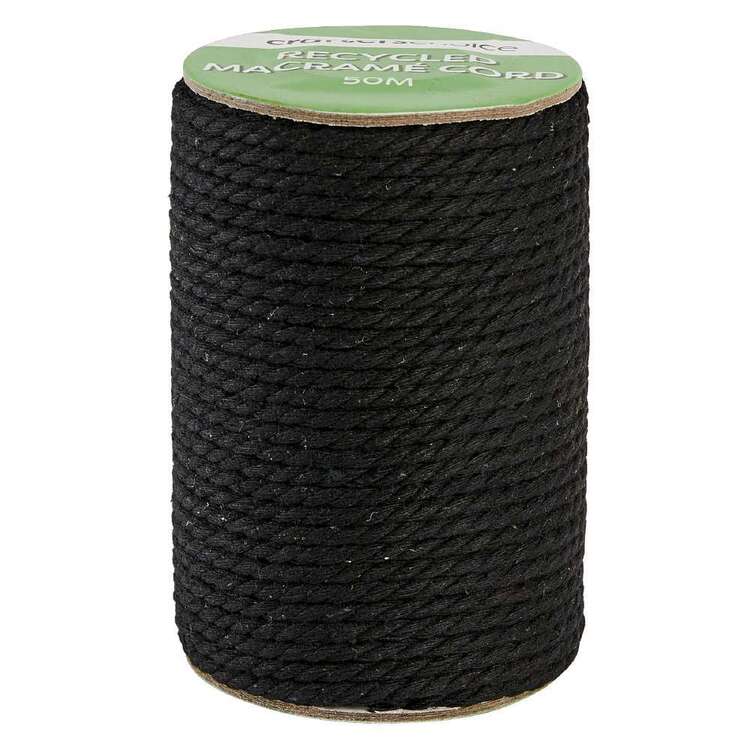 Crafters Choice Recycled Macrame Cord Black 50 m
