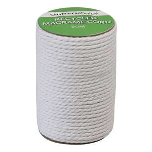 Crafters Choice Recycled Macrame Cord White 50 m