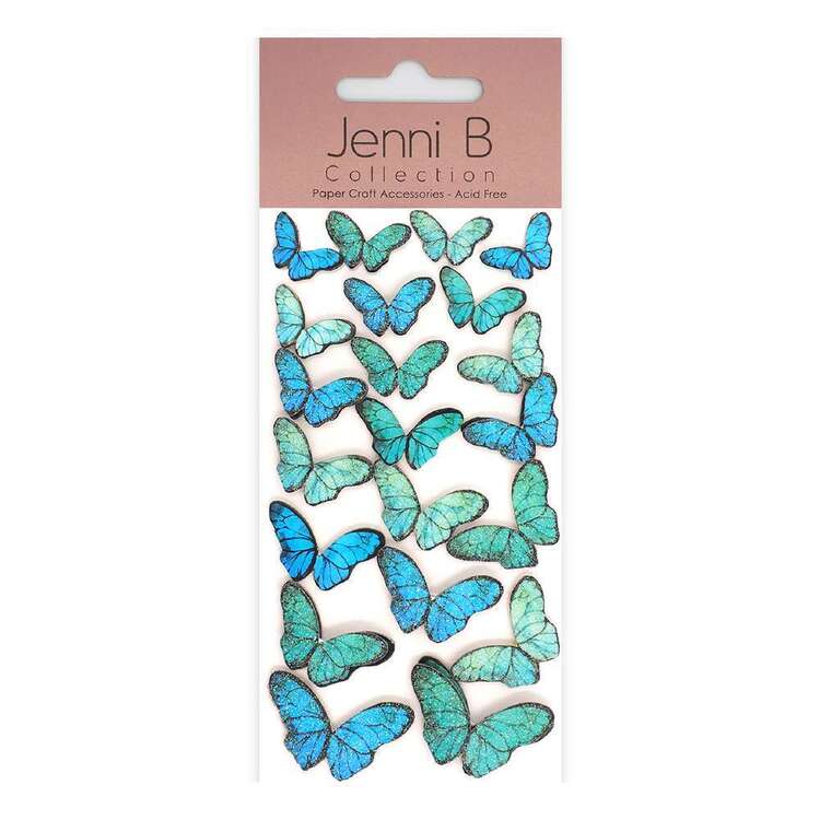 Jenni B 20 Pack Sparkle Butterflies Stickers  Blue
