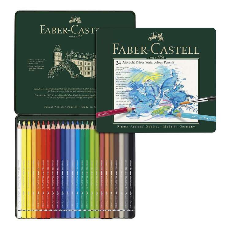 Faber Castell A.Duerer Watercolour Pencl Tin 24 Pack Multicoloured