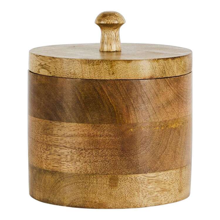 Living Space Wooden Box With Lid Natural 13 x 13 cm