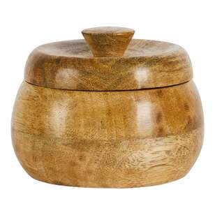 Living Space Wooden Small Trinket Box With Lid Natural 10 x 7 cm