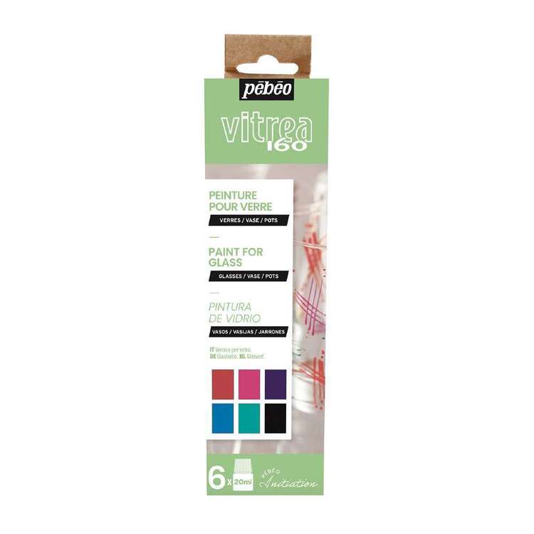Pebeo Vitrea 160 6 Pack Paint For Glass Set B Multicoloured