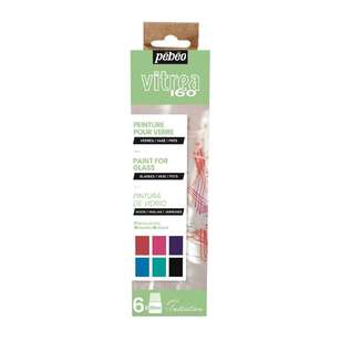 Pebeo Vitrea 160 6 Pack Paint For Glass Set B Multicoloured 20 mL