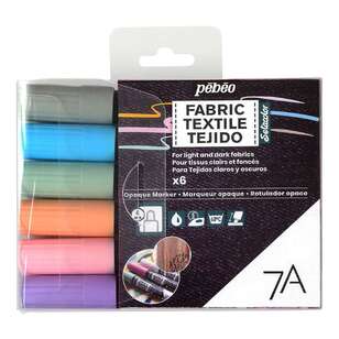 Pebeo 6 Pack 7A Multicolour Opaque Fabric Marker Set Multicoloured