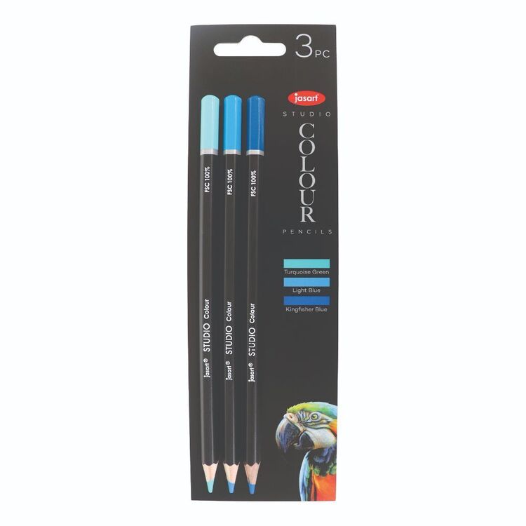 Jasart Studio 3 Pack Colour Pencil Set Blue Tones