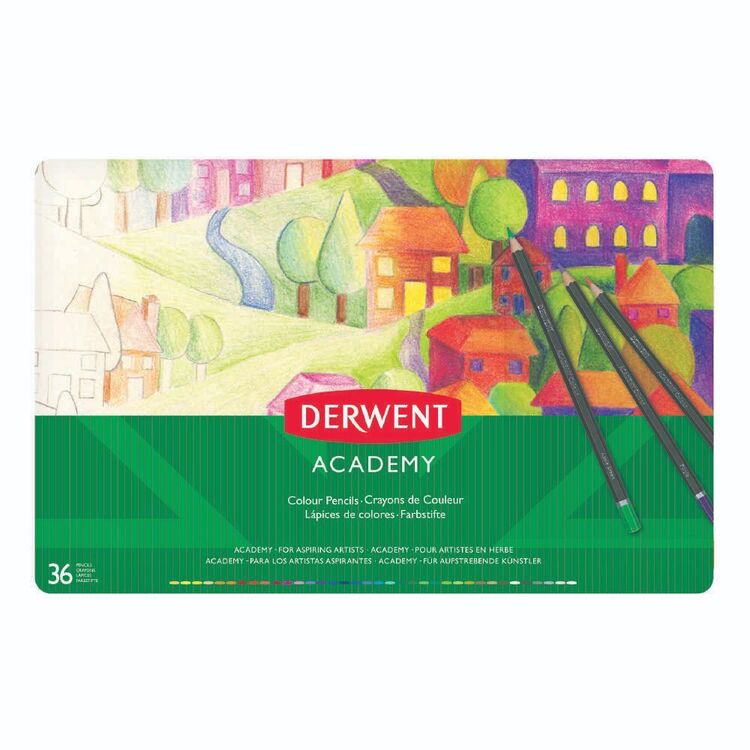 Derwent Academy 36 Pack Colour Pencil Tin Multicoloured