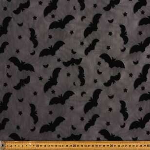 Bats Printed Flocked Stretch Mesh Fabric Bats 150 cm