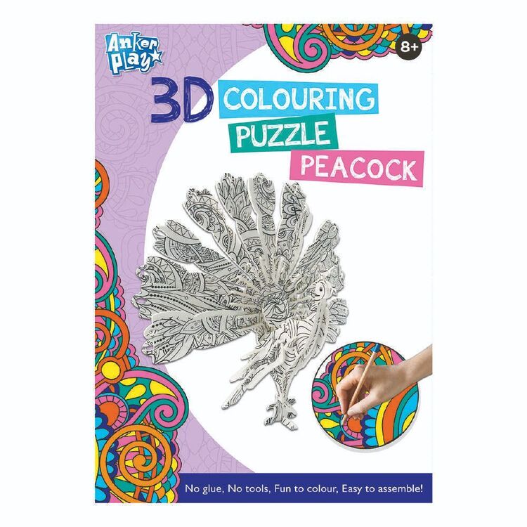 3D Colouring Peacock Puzzle