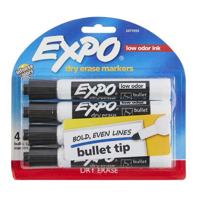 Expo 4 Pack Bullet Tip Black Markers