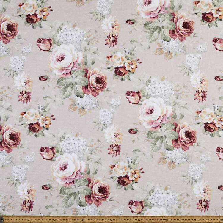 Astoria Roses 150 cm Cotton Linen Fabric