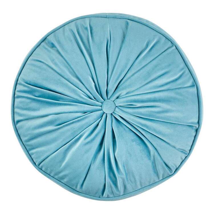 KOO Maddie Round Piped Velvet Cushion Azure 40 cm