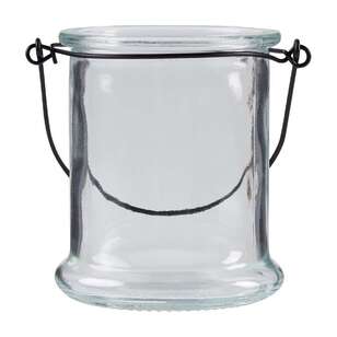 Living Space Glass Candle Holder With Handle Clear 8.5 x 10 cm