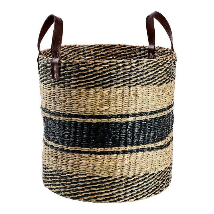 Living Space Seagrass Round Basket Natural & Black