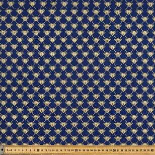 Bee Parade Printed 112 cm Buzoku Cotton Duck Fabric Navy 112 cm