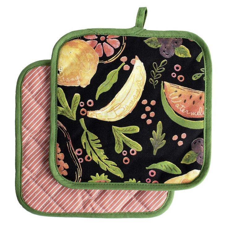 Kitchen By Ladelle Fruity 2 Pack Pot Holders