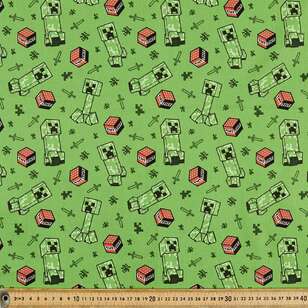 Minecraft Creeper Allover Cotton Fabric Green 112 cm
