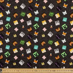 Minecraft Characters Allover Cotton Fabric Black 112 cm