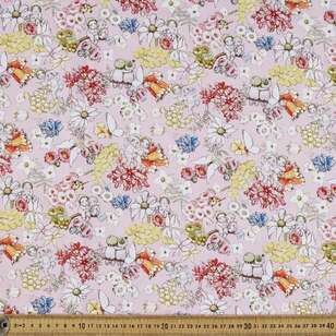 May Gibbs Gumnut Friends Organic Cotton Homespun Fabric Pink 112 cm
