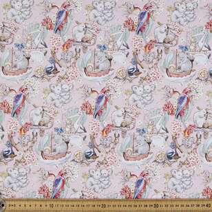May Gibbs Adventure Organic Cotton Homespun Fabric Pink 112 cm