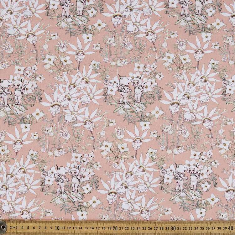 May Gibbs Flannel Flowers Cotton Spandex Fabric