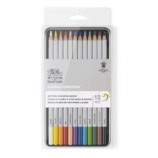 Winsor & Newton Studio Coloured Pencil Tin 12 Pack Multicoloured