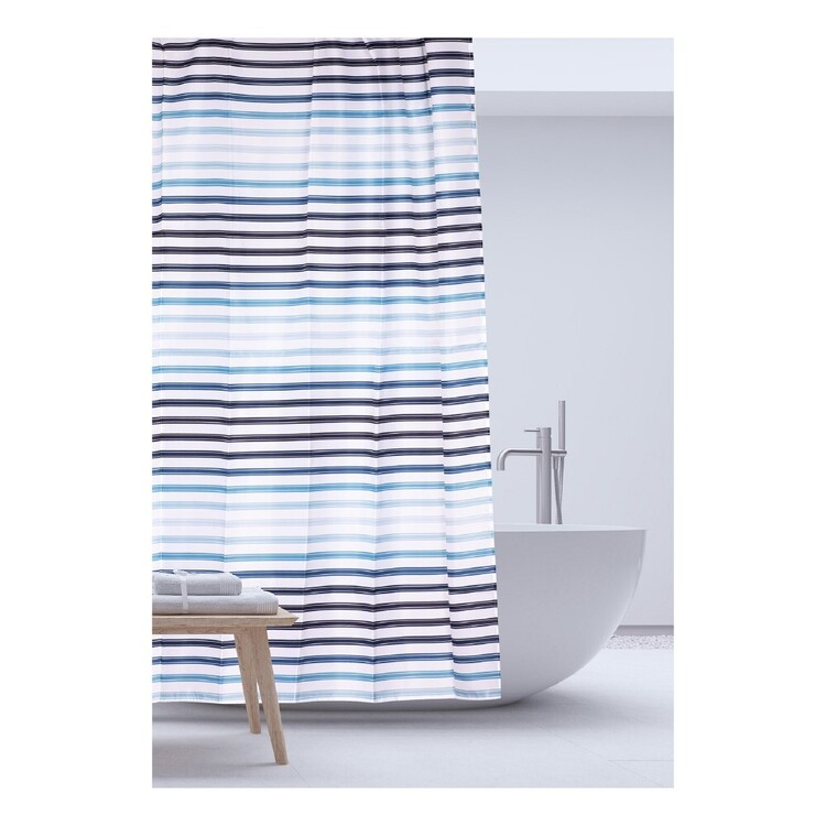 Bath By Ladelle Coastal Stripe Printed Shower Curtain