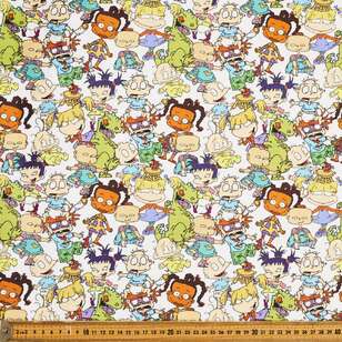 Nickelodeon Rugrats All Characters Cotton Fabric White 112 cm