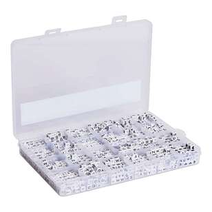 Crafters Choice Boxed Alphabet Beads White With Black