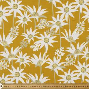 Jocelyn Proust Flannel Flower 150 cm Printed Cotton Canvas Fabric Mustard 150 cm