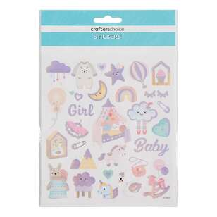 Crafters Choice Rainbow Foil Baby Girl Stickers Multicoloured