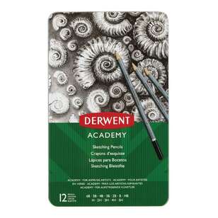 Derwent Academy 12 Pack Sketching Pencils Tin Multicoloured