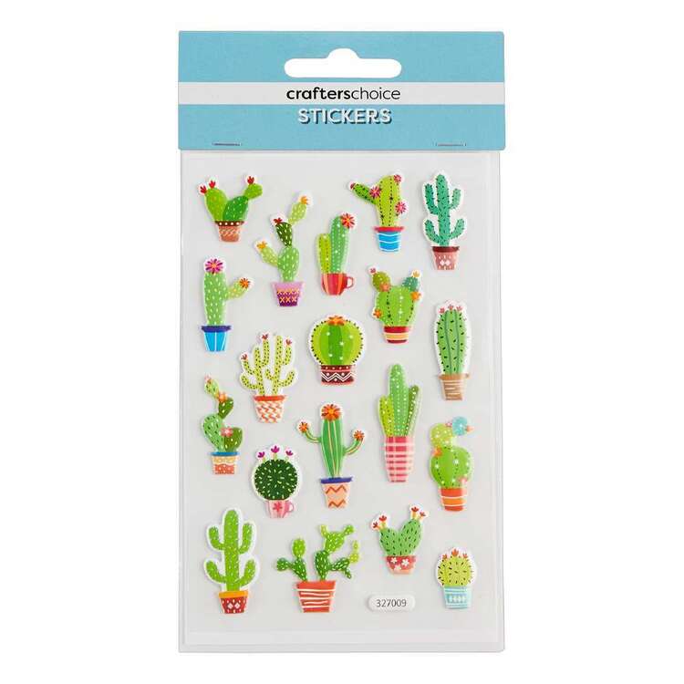 Crafters Choice Puffy Cacti Stickers Multicoloured