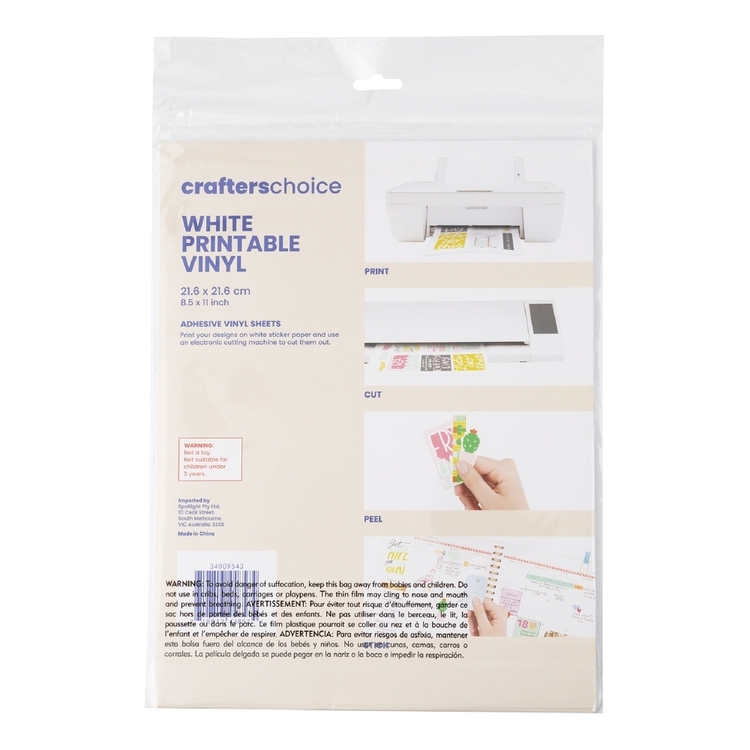Crafters Choice White Printable Vinyl Sticker Sheets White Crafters Choice White Printable Vinyl Sticker Sheets White