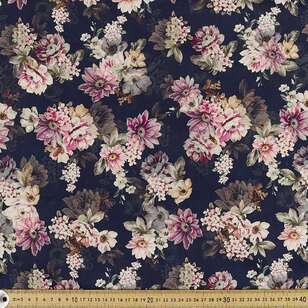 Sumptuous Digital Printed 142 cm Combed Cotton Sateen Fabric Navy 142 cm