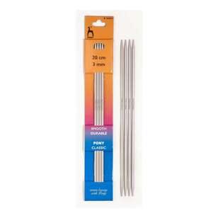 Pony Classic Double Ended 20 cm Knitting Needle 4 Pack Grey 4 mm