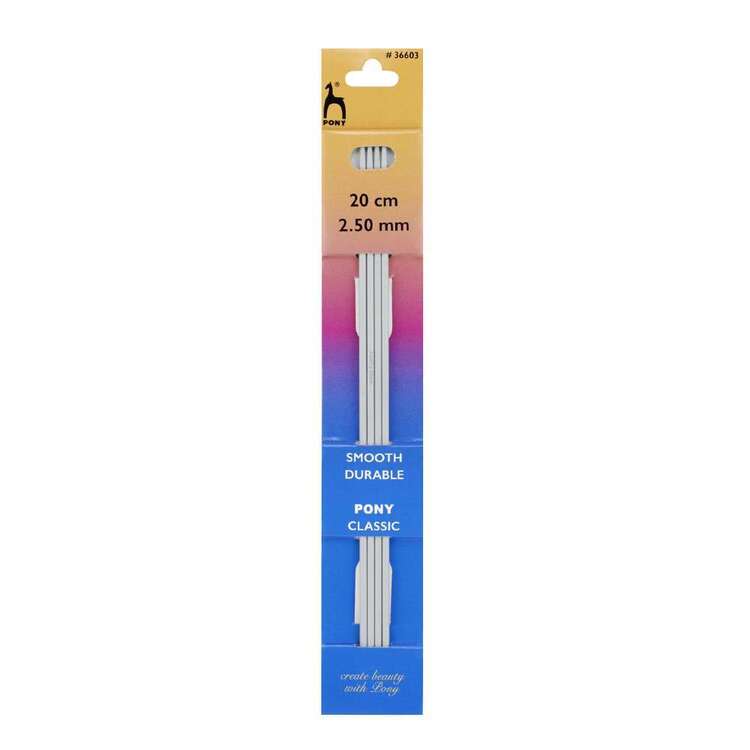 Pony Classic Double Ended 20 cm Knitting Needle 4 Pack Grey