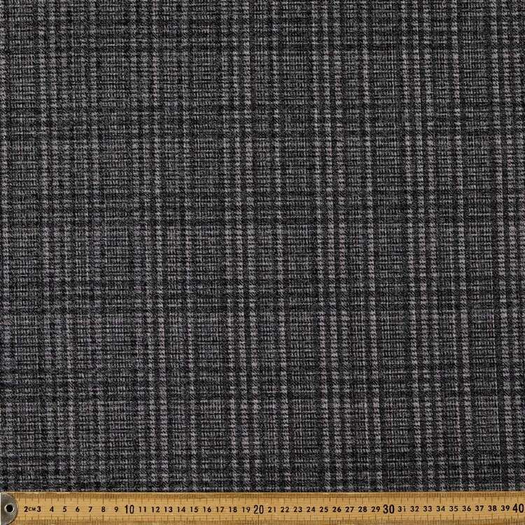 Monochromatic Checks Printed 145 cm Ribbed Knit Fabric