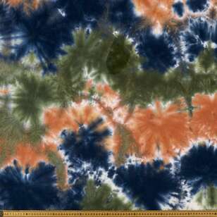 Hand Dyed Tie Dye 148 cm Cotton Elastane Fabric Multicoloured 148 cm
