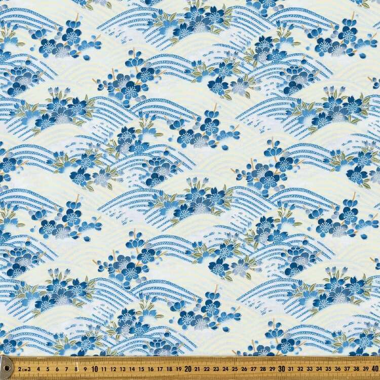 Oriental TC Waves Printed 112 cm Polyester Cotton Poplin Fabric