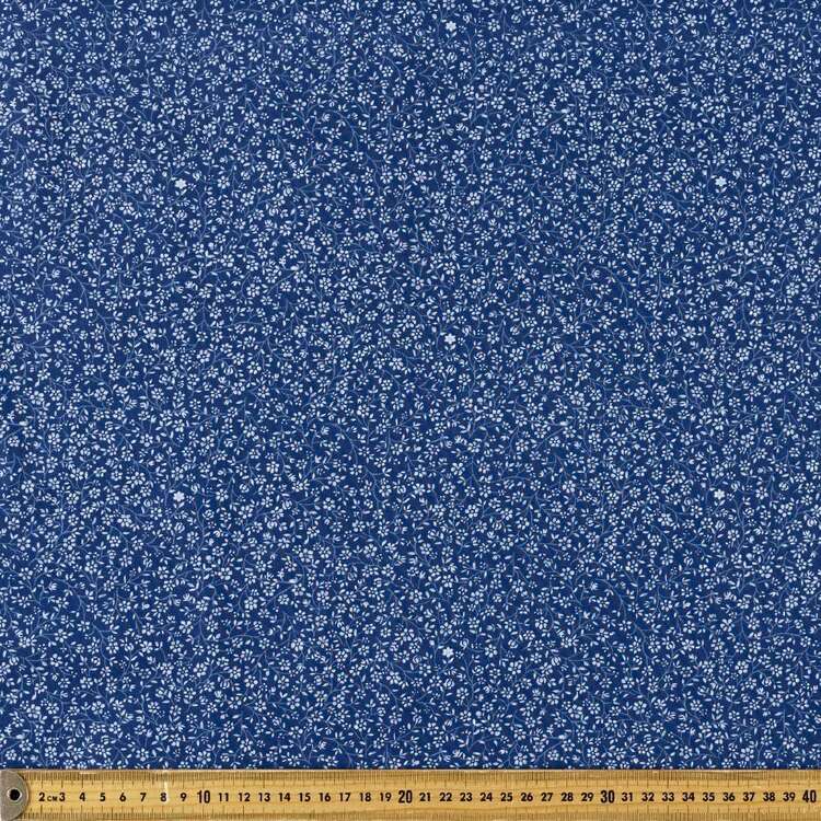 Oriental TC Blue Vine Printed 112 cm Polyester Cotton Poplin Fabric Blue 112 cm