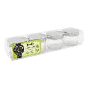 Lemon & Lime Quilted Glass 4 Pack 135 mL Conserve Jar Silver 135 mL